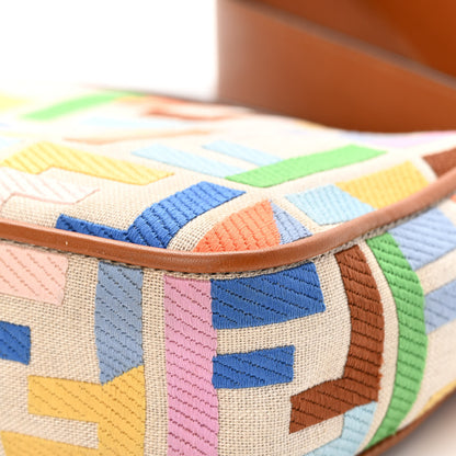 Fendi Kuban Canvas Vitello King FF Embroidered Baguette Grezzo Multicolor 11 of 16