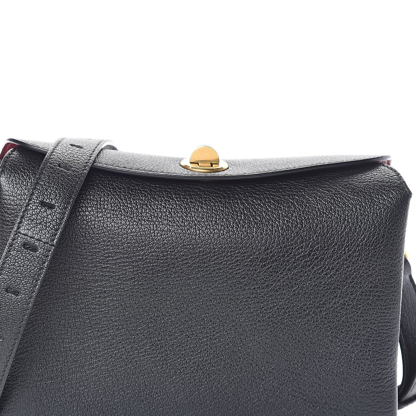 Shiny Grained Goatskin S Flap Bag Black