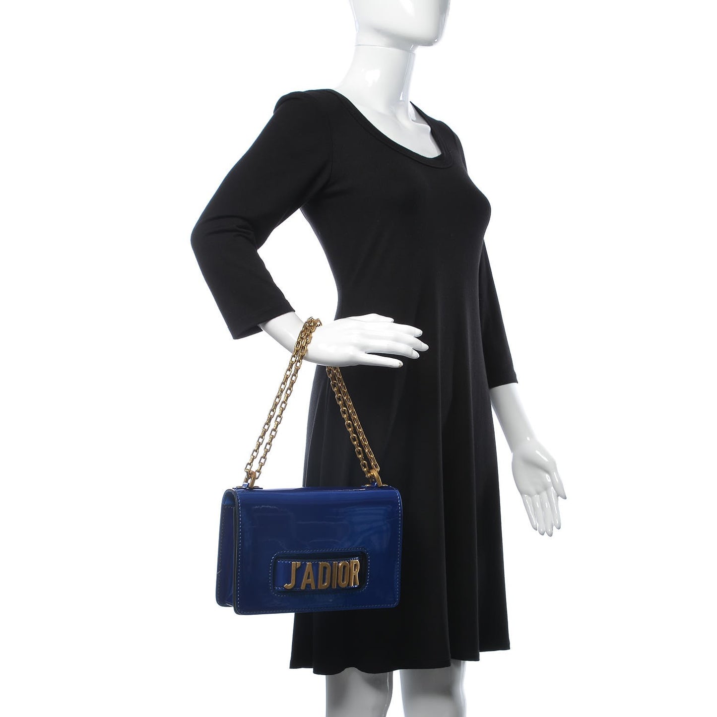 Metallic Calfskin J'Adior Chain Flap Bag Blue