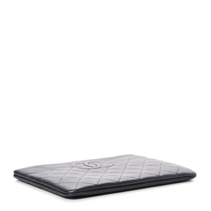 Chanel Metallic Caviar Quilted Medium Maxi CC Cosmetic Case Dark Grey 3 of 7