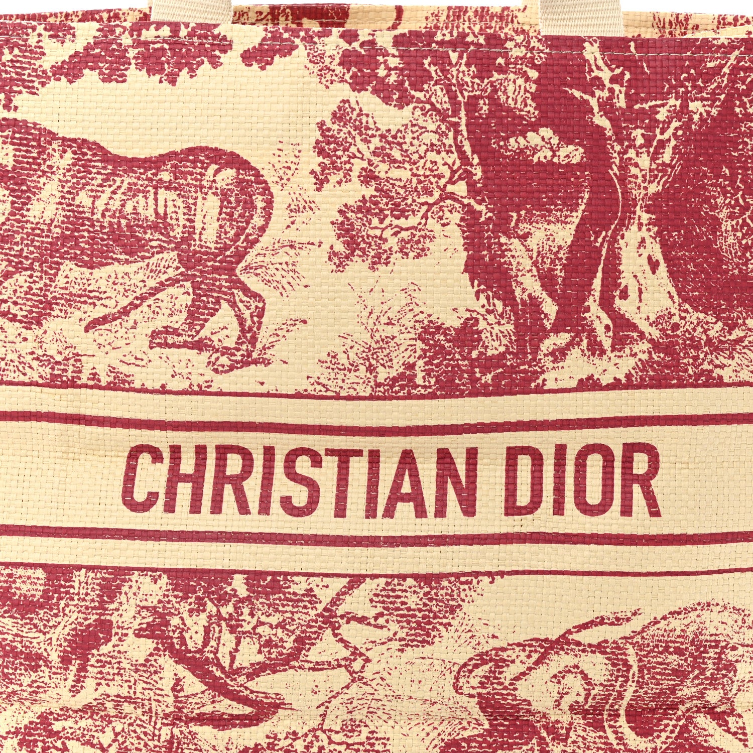 Christian Dior Straw Dioriviera Tote Red 6 of 10
