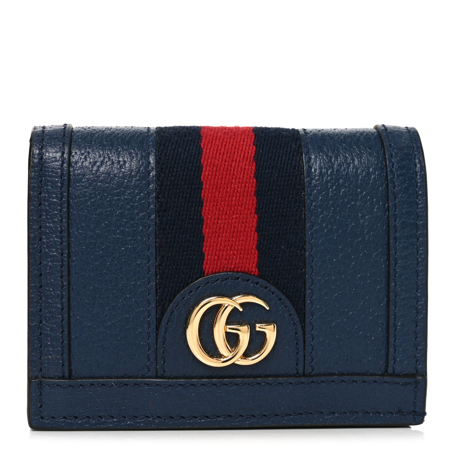 Gucci Textured Calfskin Web Ophidia Card Case Blue Agata 1 of 8