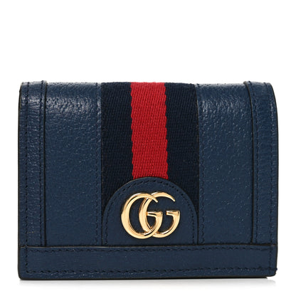 Gucci Textured Calfskin Web Ophidia Card Case Blue Agata 1 of 8