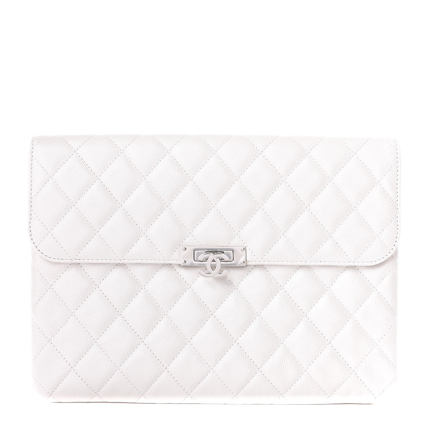 Chanel Caviar Quilted Medium Golden Class Pouch White 1 of 12