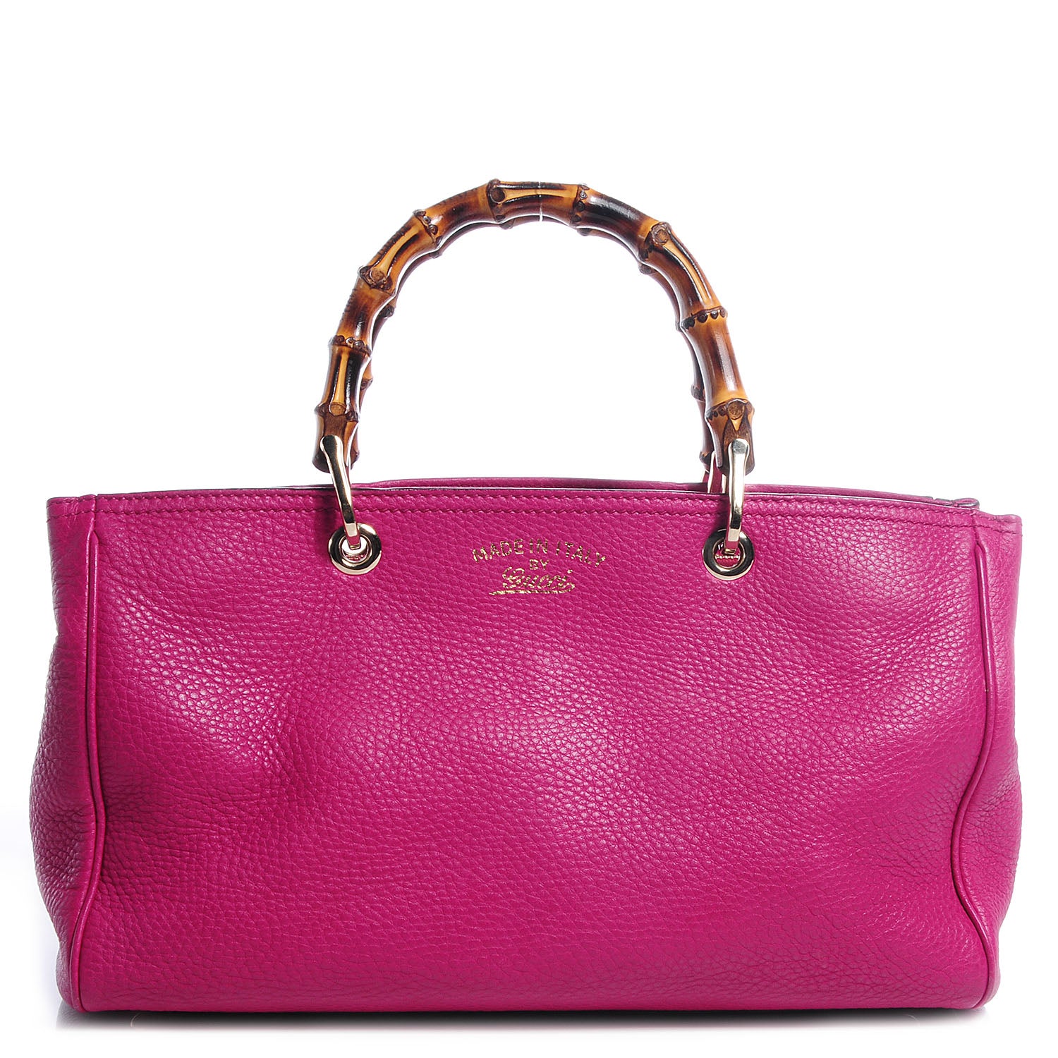 Gucci Pebbled Calfskin Medium Bamboo Shopper Tote Bright Bougainvillea 1 of 10