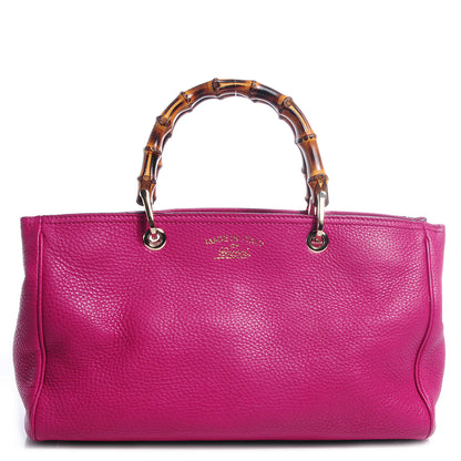 Gucci Pebbled Calfskin Medium Bamboo Shopper Tote Bright Bougainvillea 1 of 10