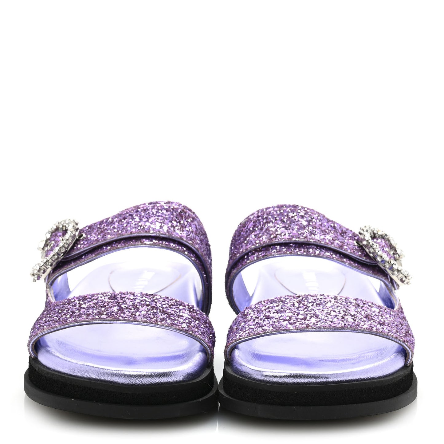Glitter Crystal Embellished Marga Slide Sandals 39 Purple