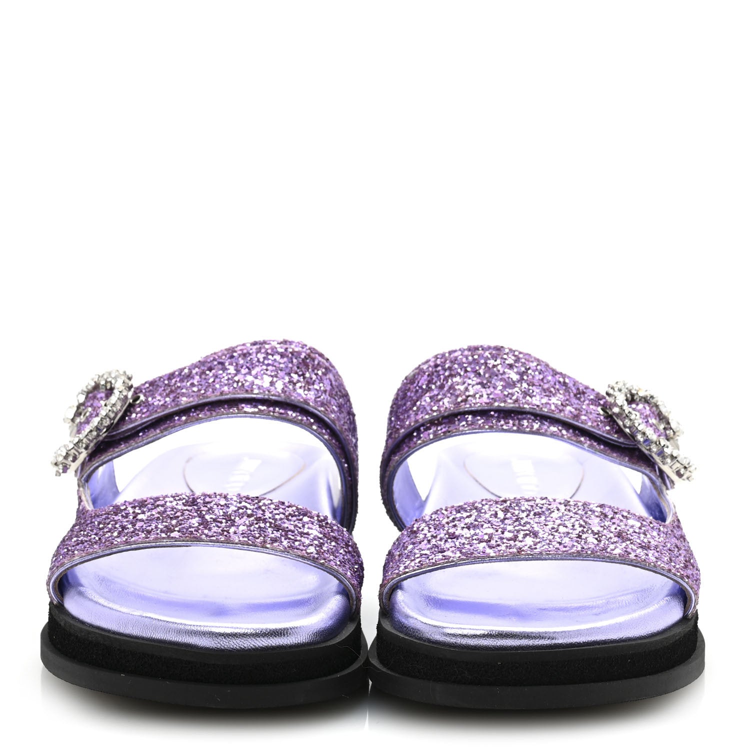 Jimmy Choo Glitter Crystal Embellished Marga Slide Sandals 39 Purple 3 of 9