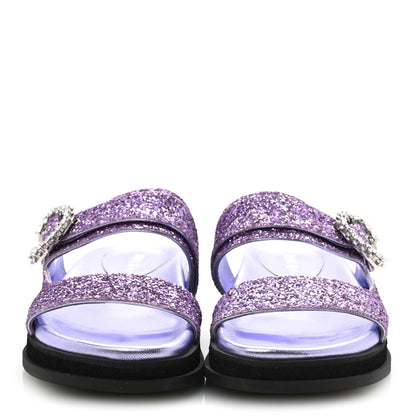 Jimmy Choo Glitter Crystal Embellished Marga Slide Sandals 39 Purple 3 of 9