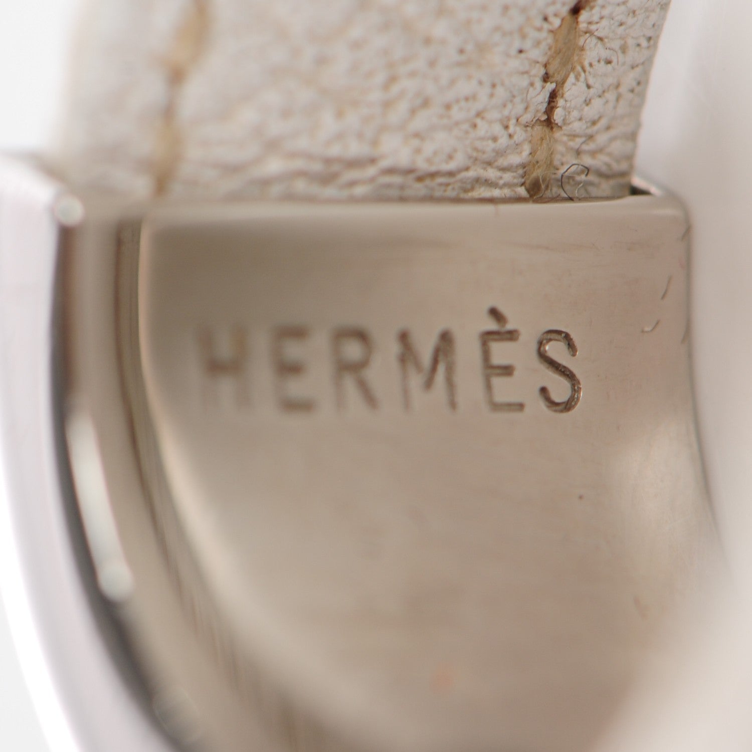 Hermes Palladium Epsom Collier De Chien CDC Ring 9 White 3 of 5