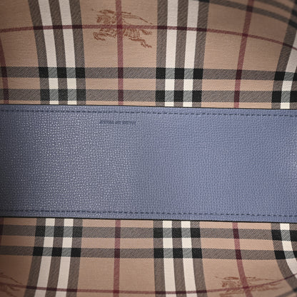 Burberry Calfskin Haymarket Check Small Reversible Tote Slate Blue 9 of 18