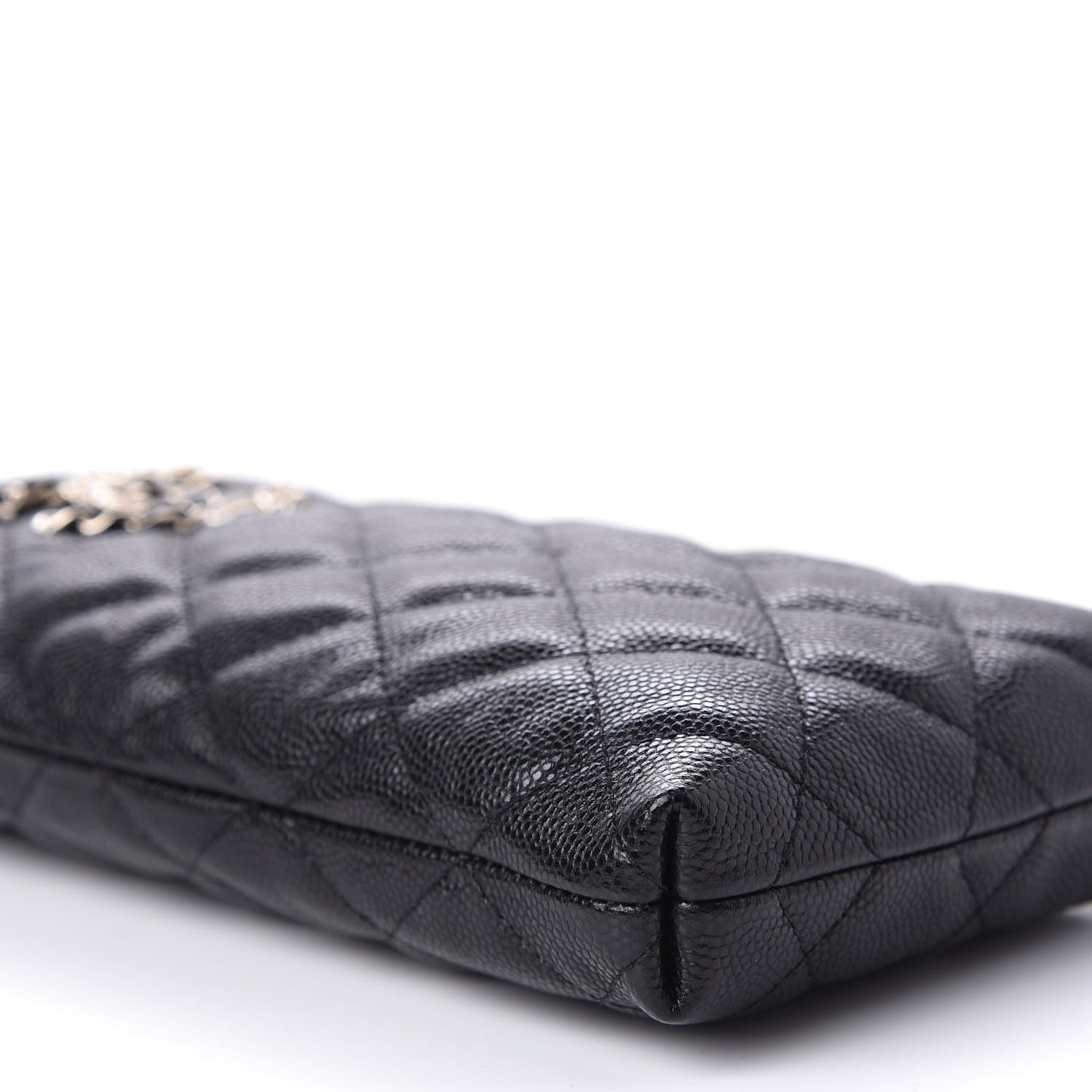 Caviar Quilted French New Wave Phone Holder With Chain Black
