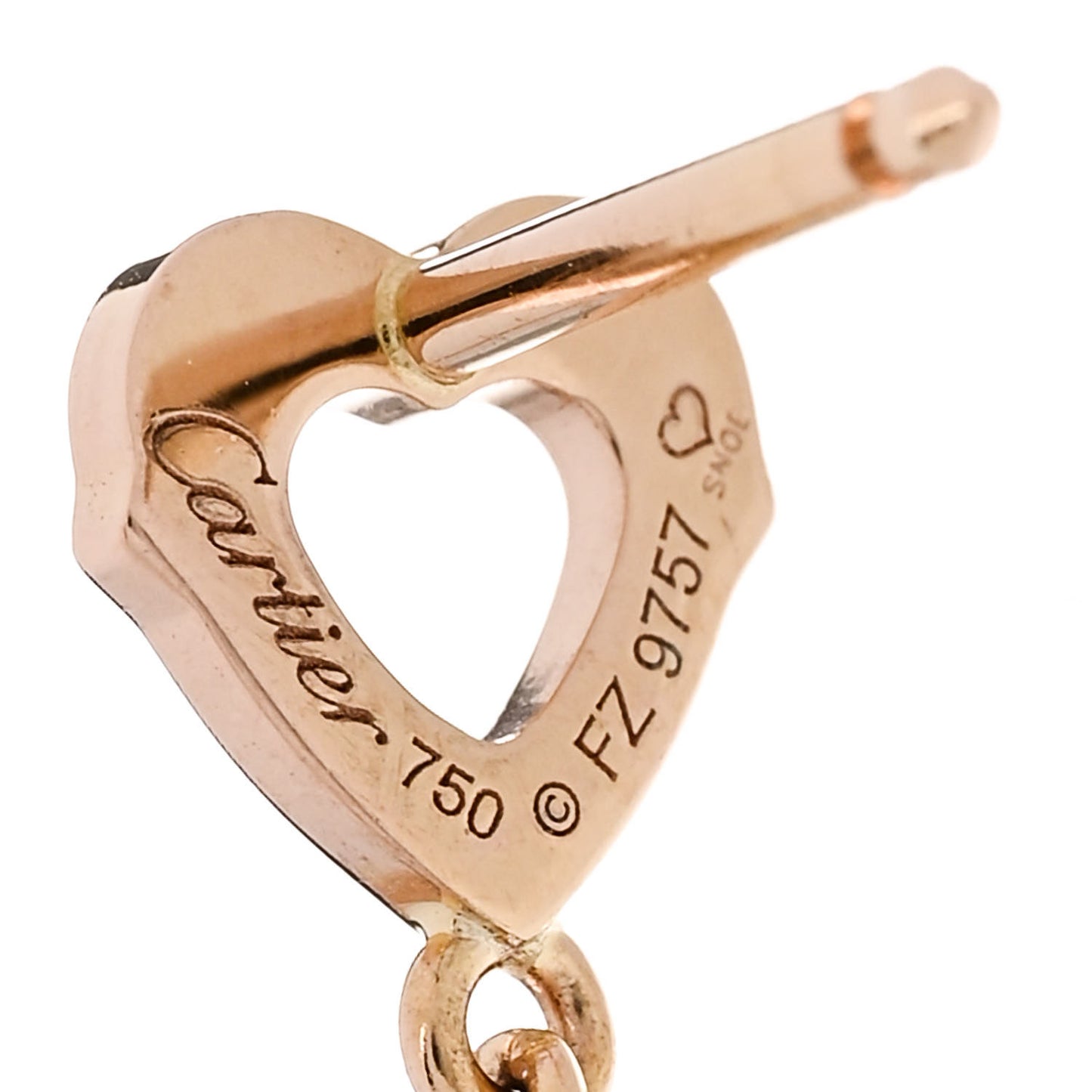 18K Pink White Gold Double Heart Drop Earrings