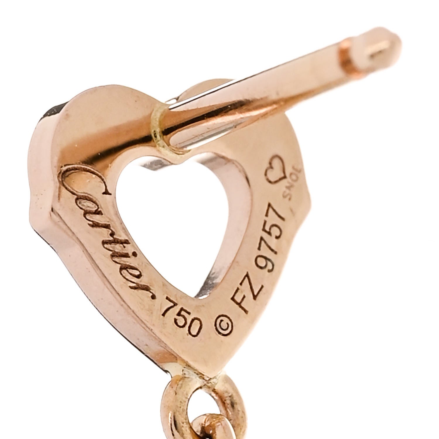 Cartier 18K Pink White Gold Double Heart Drop Earrings 4 of 5