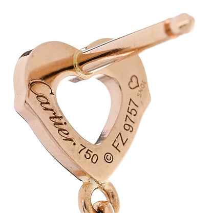 Cartier 18K Pink White Gold Double Heart Drop Earrings 4 of 5