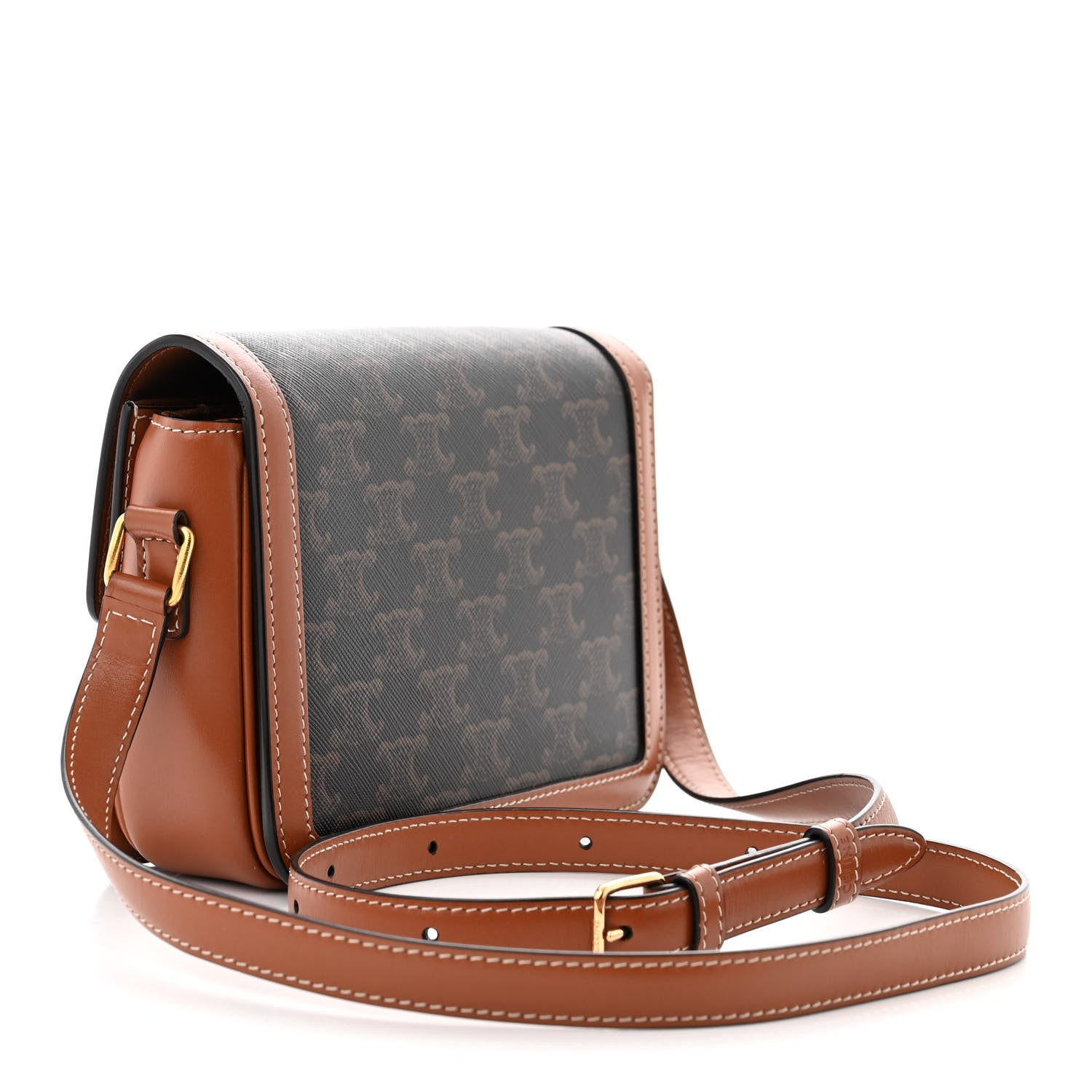 Celine Calfskin Triomphe Canvas Teen Triomphe Bag Tan 3 of 11