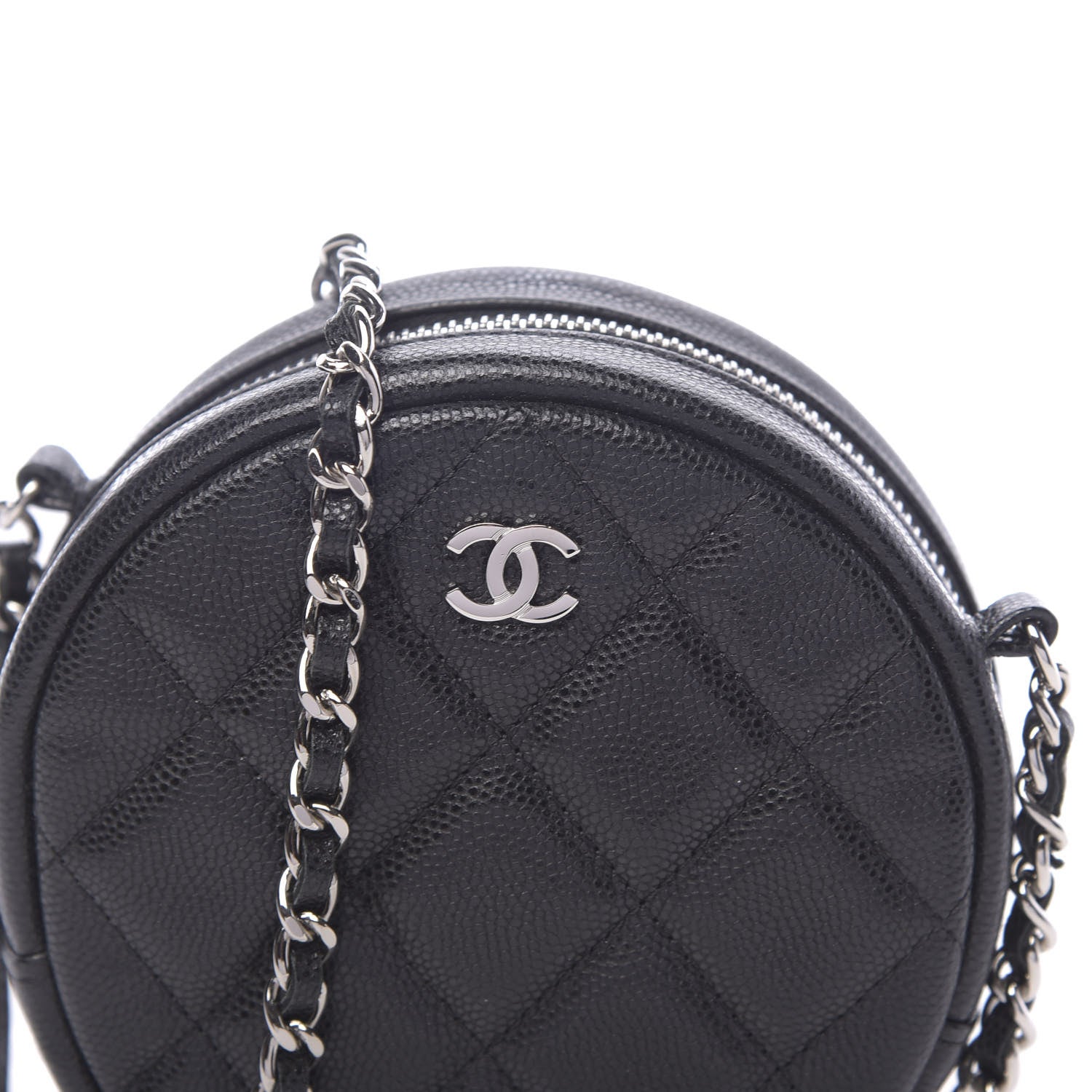 Chanel Caviar Quilted Round Clutch With Chain Black 10 of 11