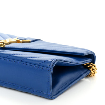 Saint Laurent SAINT LAURENT Lambskin Matelasse Chevron Small Monogram Satchel Royal Blue 11 of 11