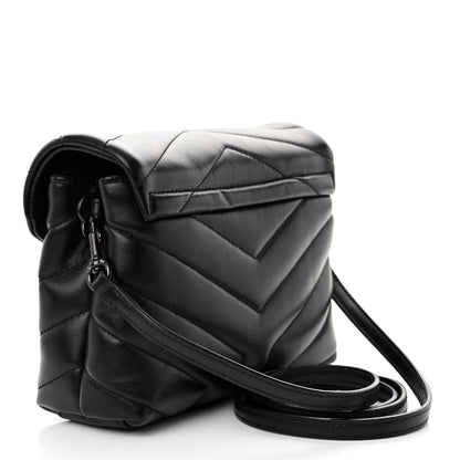 Saint Laurent Calfskin Y Quilted Monogram Monochrome Toy Loulou Crossbody Bag Black 3 of 10