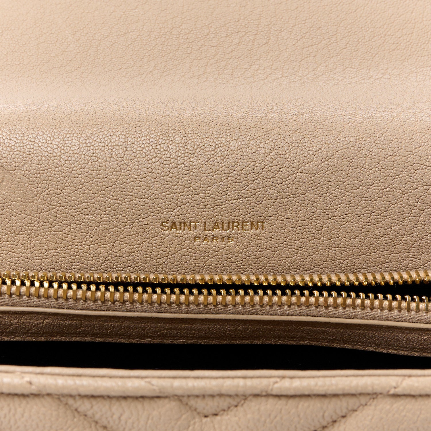 Saint Laurent Sheepskin Matelasse Chevron Monogram Medium College Bag Dark Beige 6 of 17