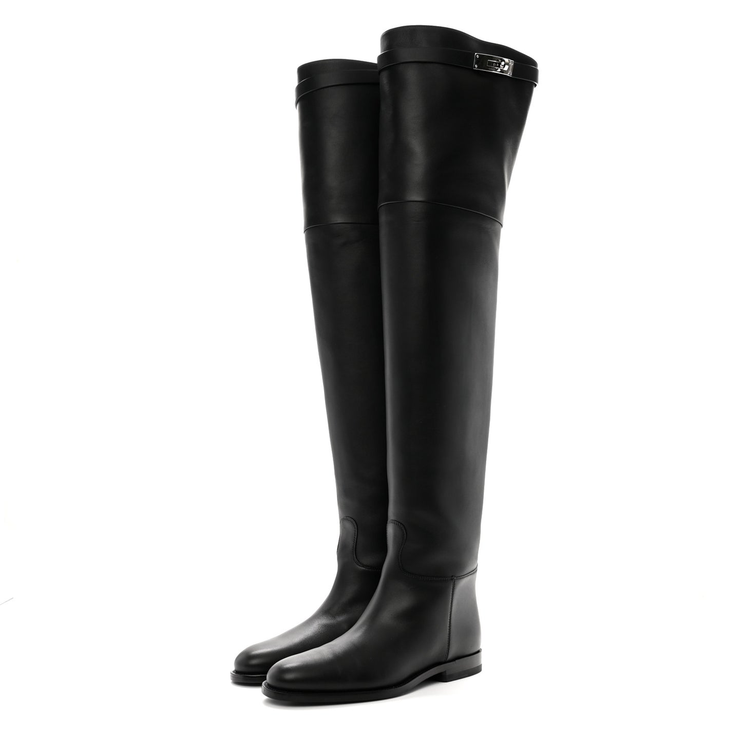Calfskin High Boots 37 Black