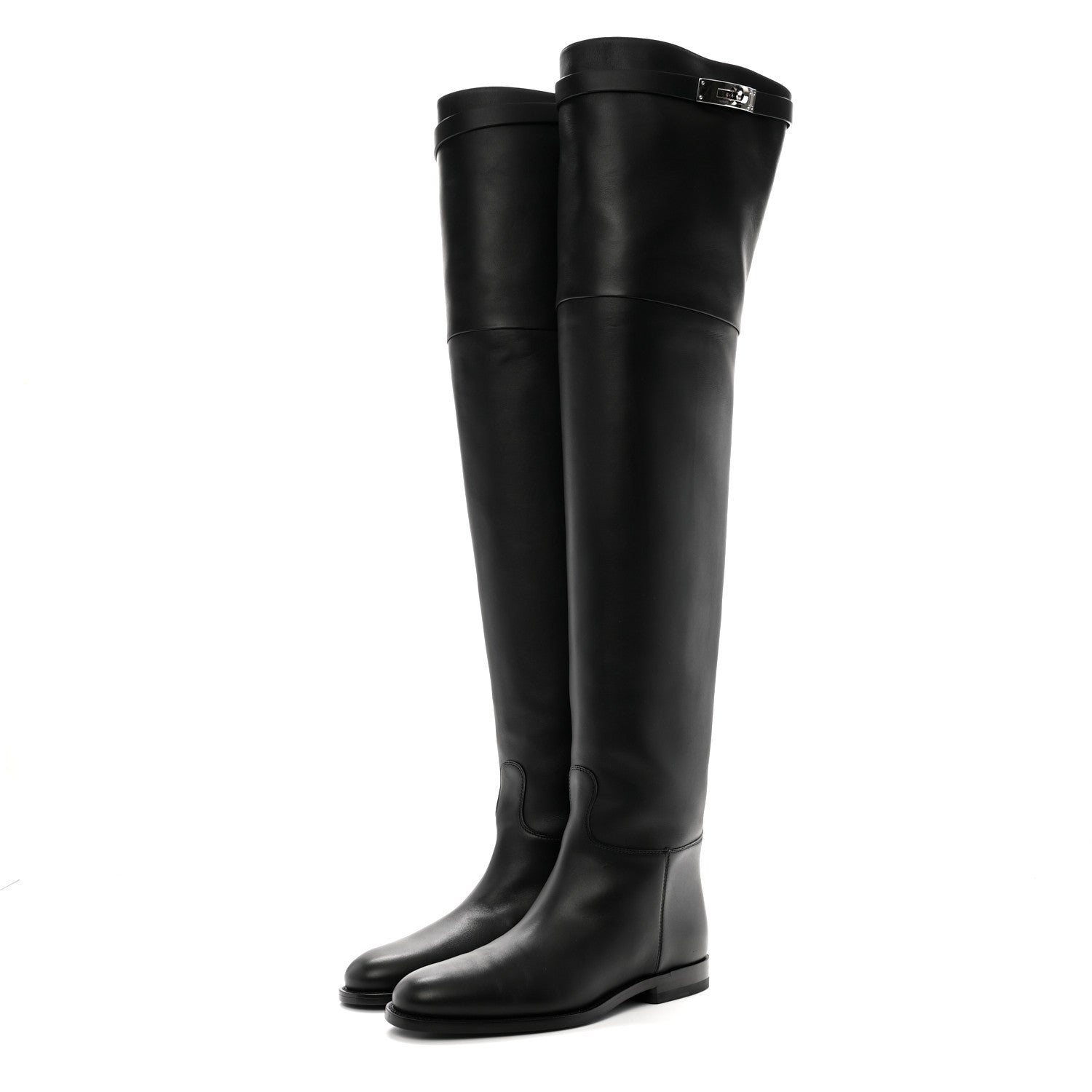 Hermes Calfskin High Boots 37 Black 3 of 8