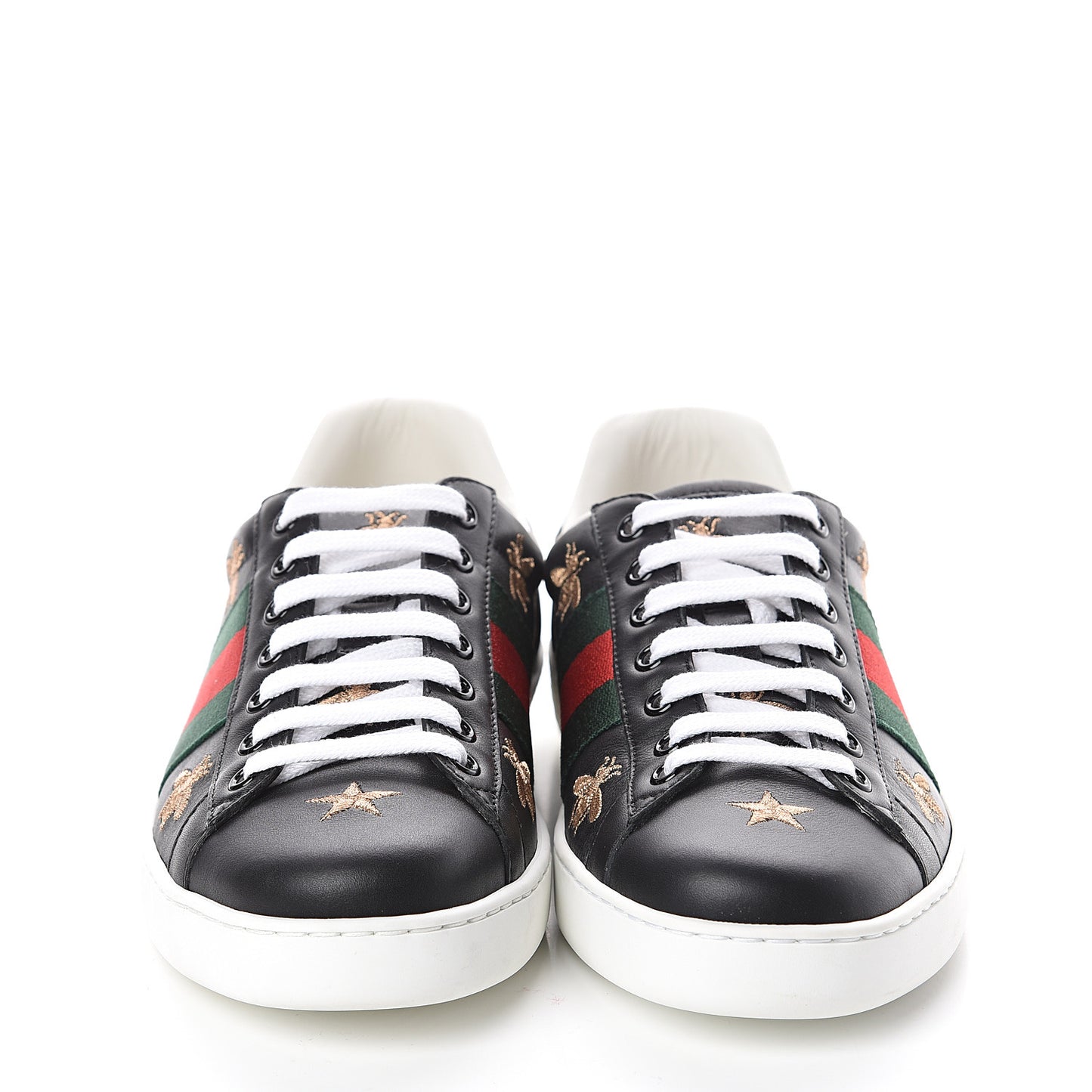 Calfskin Ayers Mens Web Bee Star Embroidered Ace Sneakers 5.5 Black