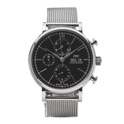 IWC Stainless Steel 42mm Portofino Chronograph Automatic Watch Black IW391030 1 of 8