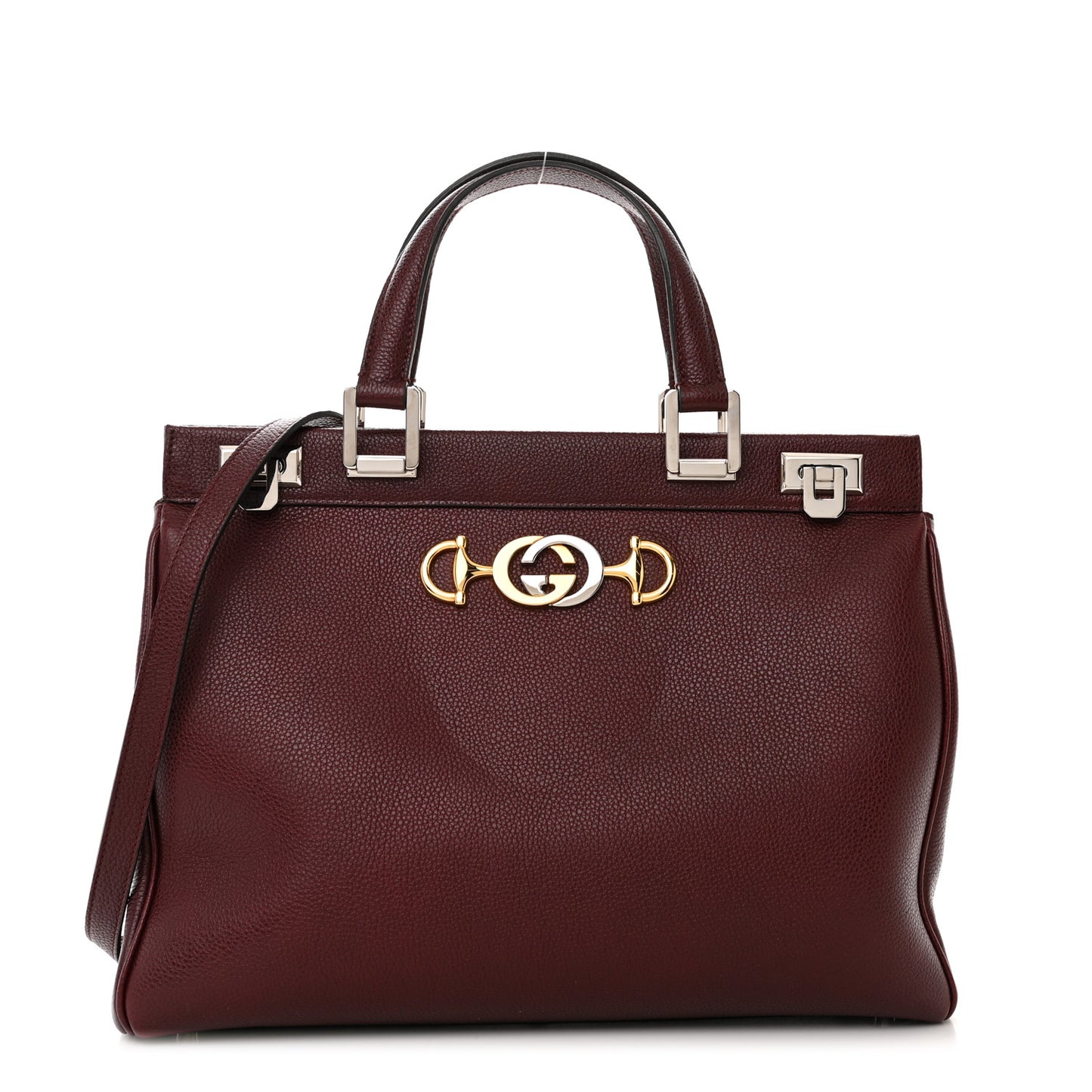 Grainy Calfskin Medium Zumi Top Handle Bag Vintage Bordeaux