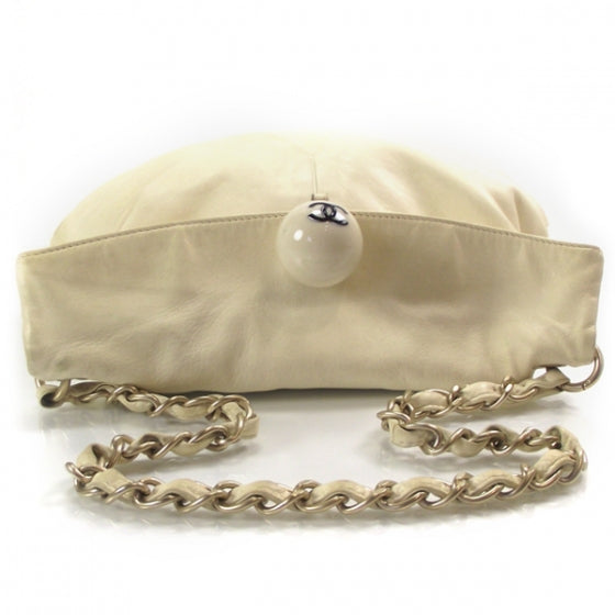 Lambskin Coco Ball Fold Over Bag Ivory