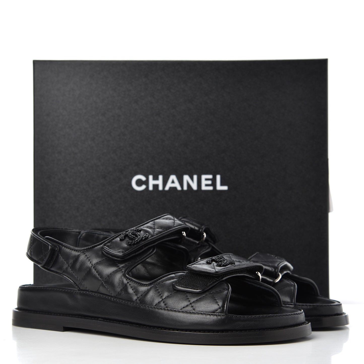 Lambskin Velcro Dad Sandals 38.5 Black