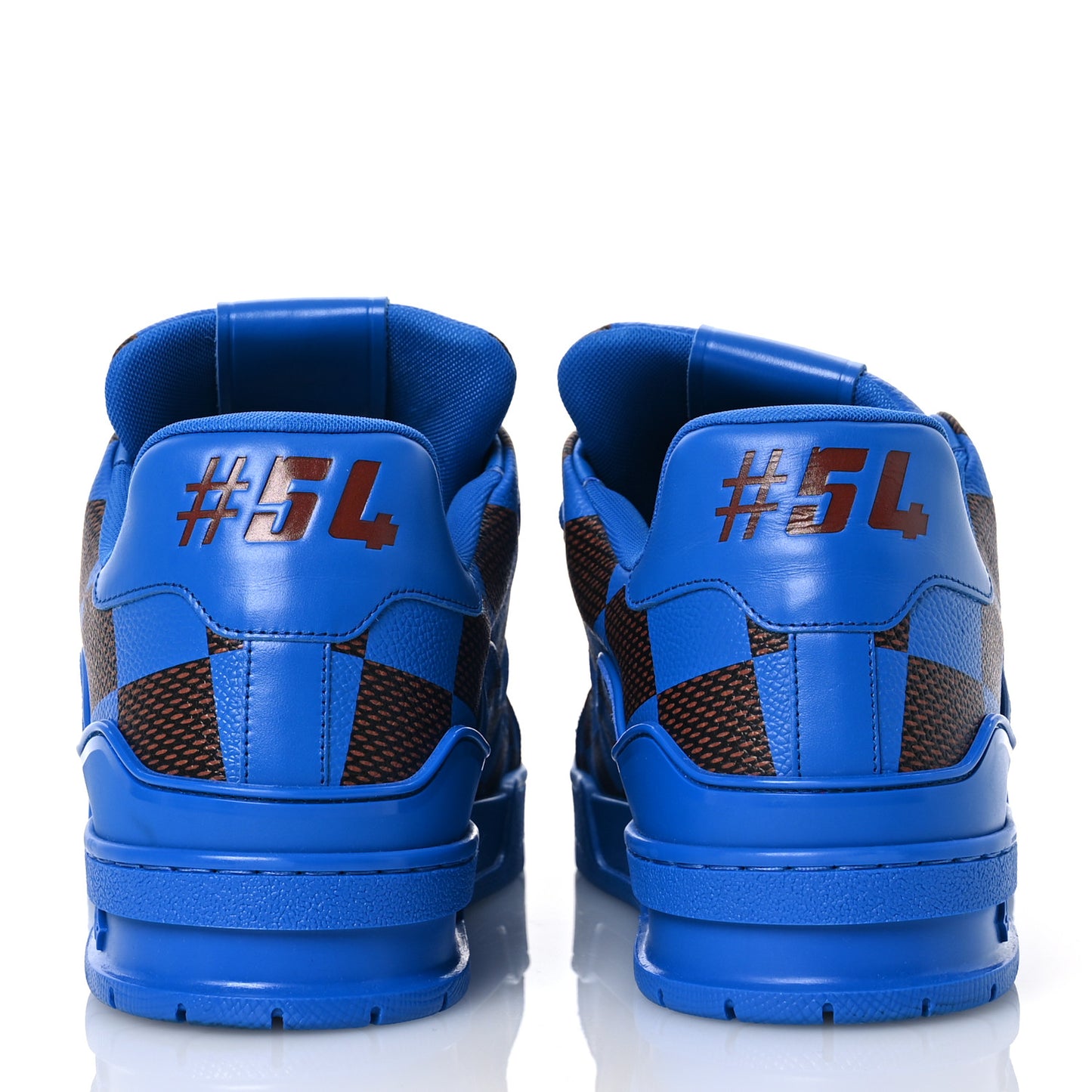 Damier Pop Grained Calfskin Mens LV Trainer Sneakers 10 Blue