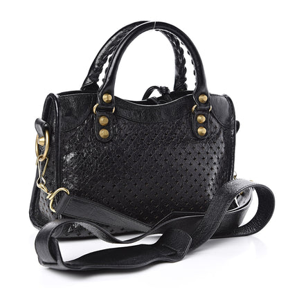 Balenciaga Agneau Stadio Laser Cut Cross Classic Gold Hardware Mini City Black 3 of 10