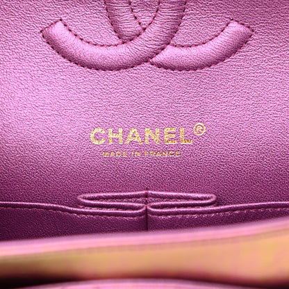 Chanel Iridescent Lambskin Quilted Medium Double Flap Purple 6 of 11