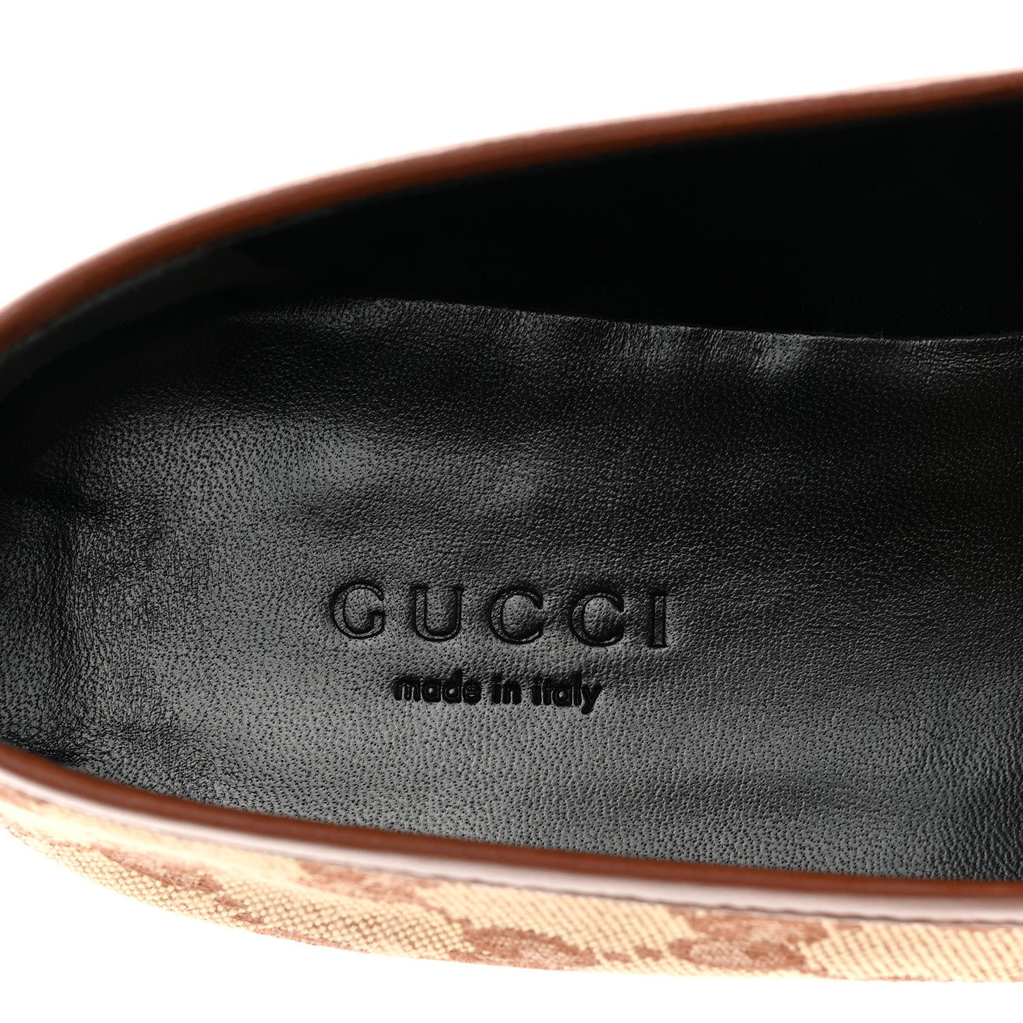 Canvas GG Monogram Horsebit Womens Jordaan Loafers 37.5 Beige Ruggine Rust