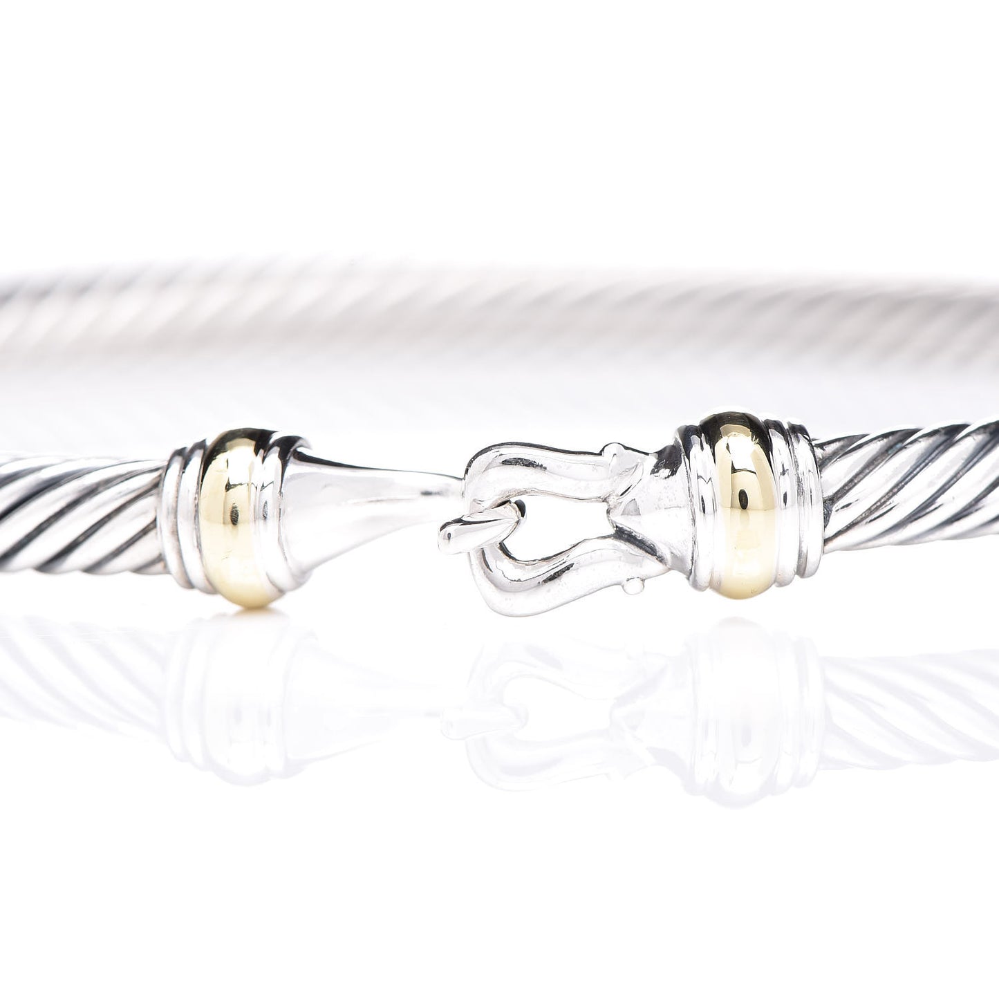 Sterling Silver 18K Yellow Gold 4mm Cable Buckle Bracelet