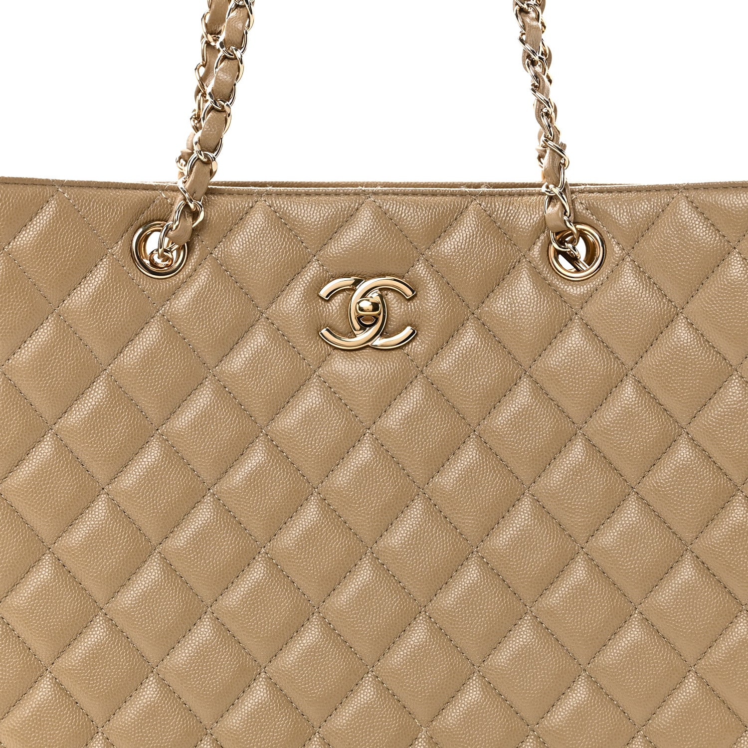 Chanel Caviar Quilted Large Shopping Tote Dark Beige 8 of 10