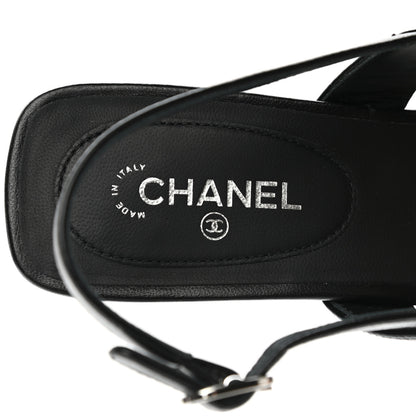 Chanel Lambskin Camellia Thong Sandals 36.5 Black White 7 of 9
