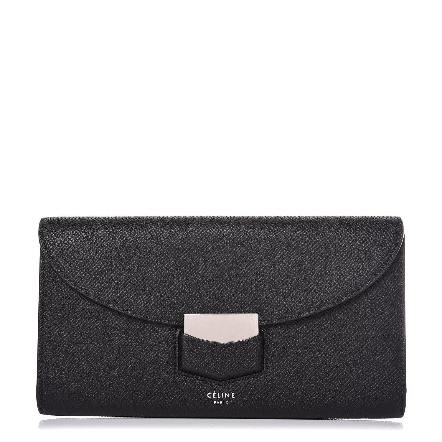 Celine Grained Calfskin Large Trotteur Multifunction Flap Wallet Black 1 of 6