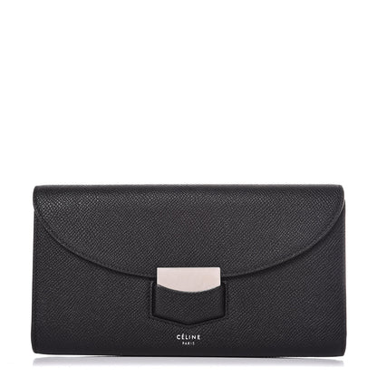 Celine Grained Calfskin Large Trotteur Multifunction Flap Wallet Black 1 of 6