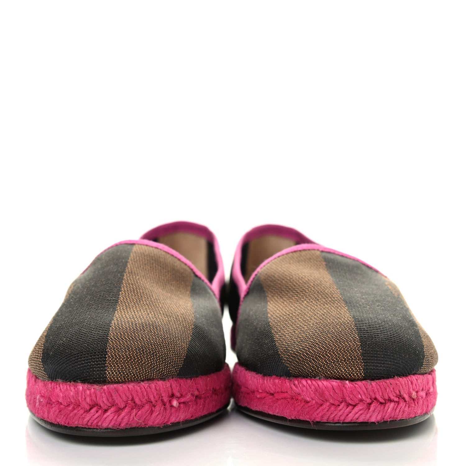 Fendi Canvas Pequin Espadrilles 39 Tobacco Black Rosa 2 of 4