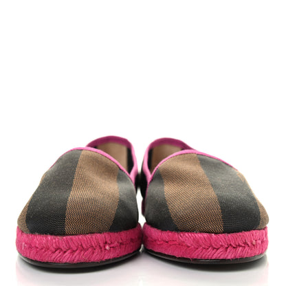 Fendi Canvas Pequin Espadrilles 39 Tobacco Black Rosa 2 of 4
