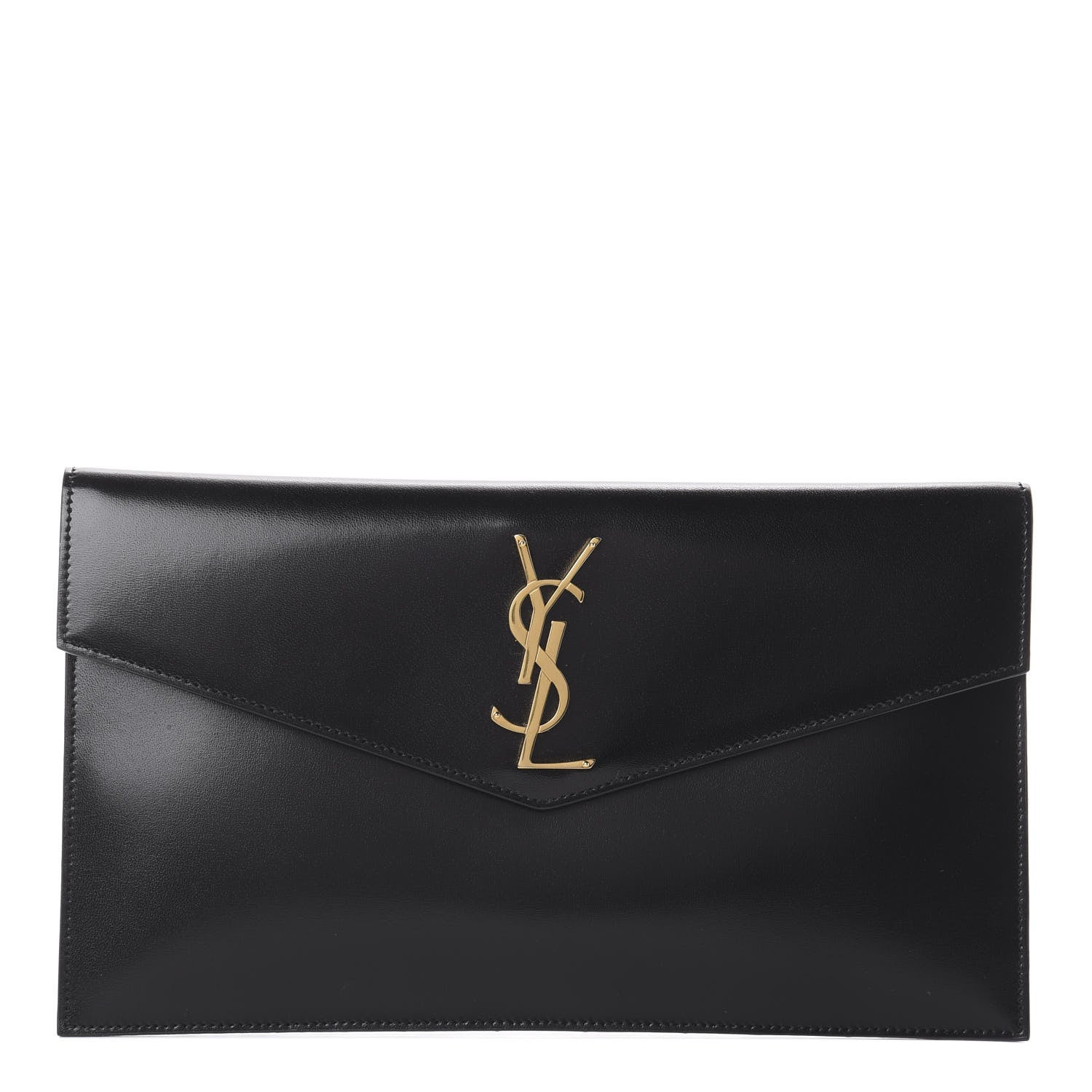 Saint Laurent Smooth Shiny Calfskin Monogram Uptown Pouch Black 1 of 5