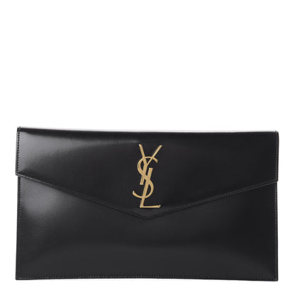 Saint Laurent Smooth Shiny Calfskin Monogram Uptown Pouch Black 1 of 5