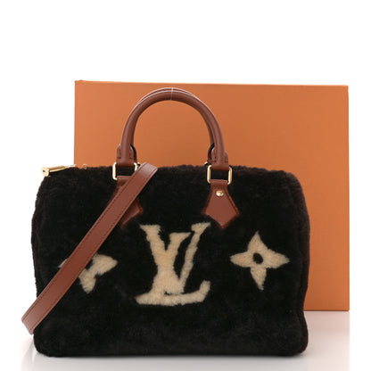 Louis Vuitton Shearling Monogram LV Ski Cozygram Speedy Bandouliere 25 Chocolate Cream 10 of 10