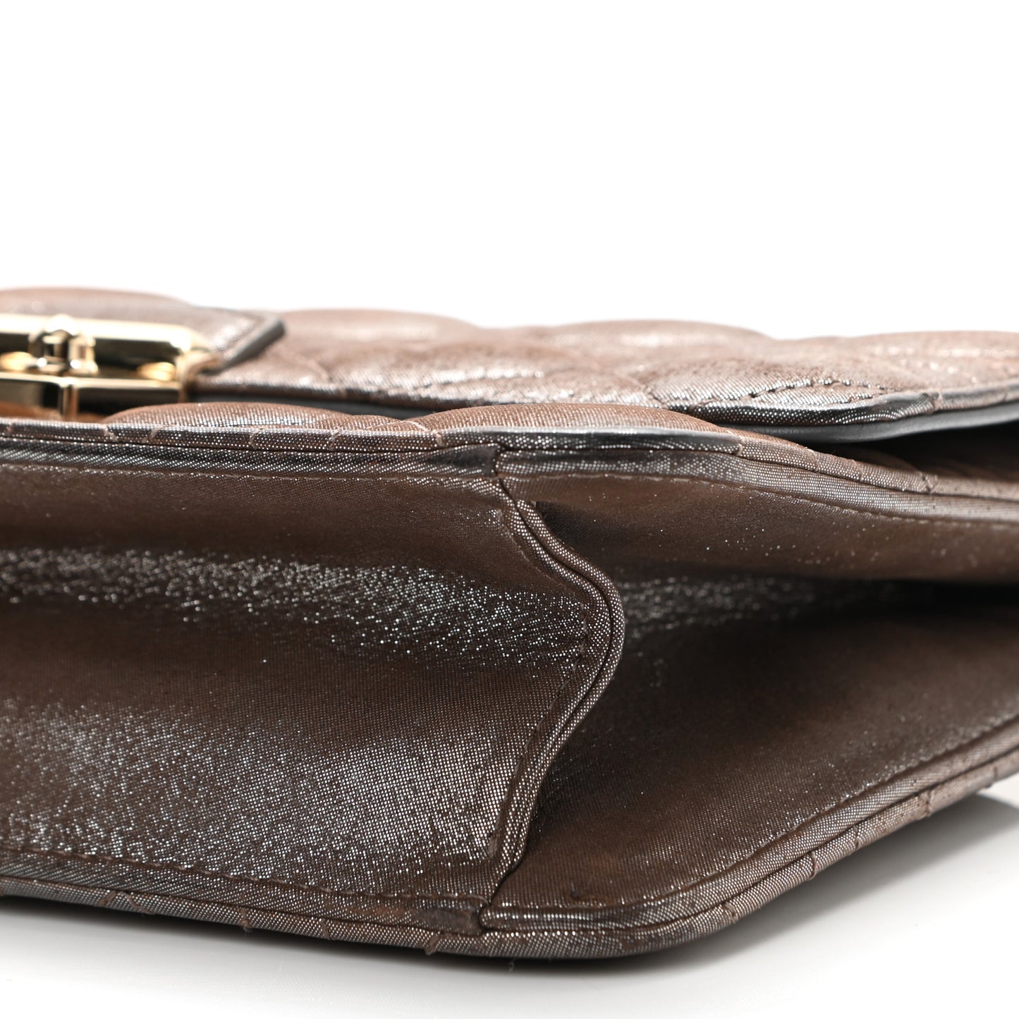 Metallic Calfskin Cannage Miss Dior Promenade Pouch Brown