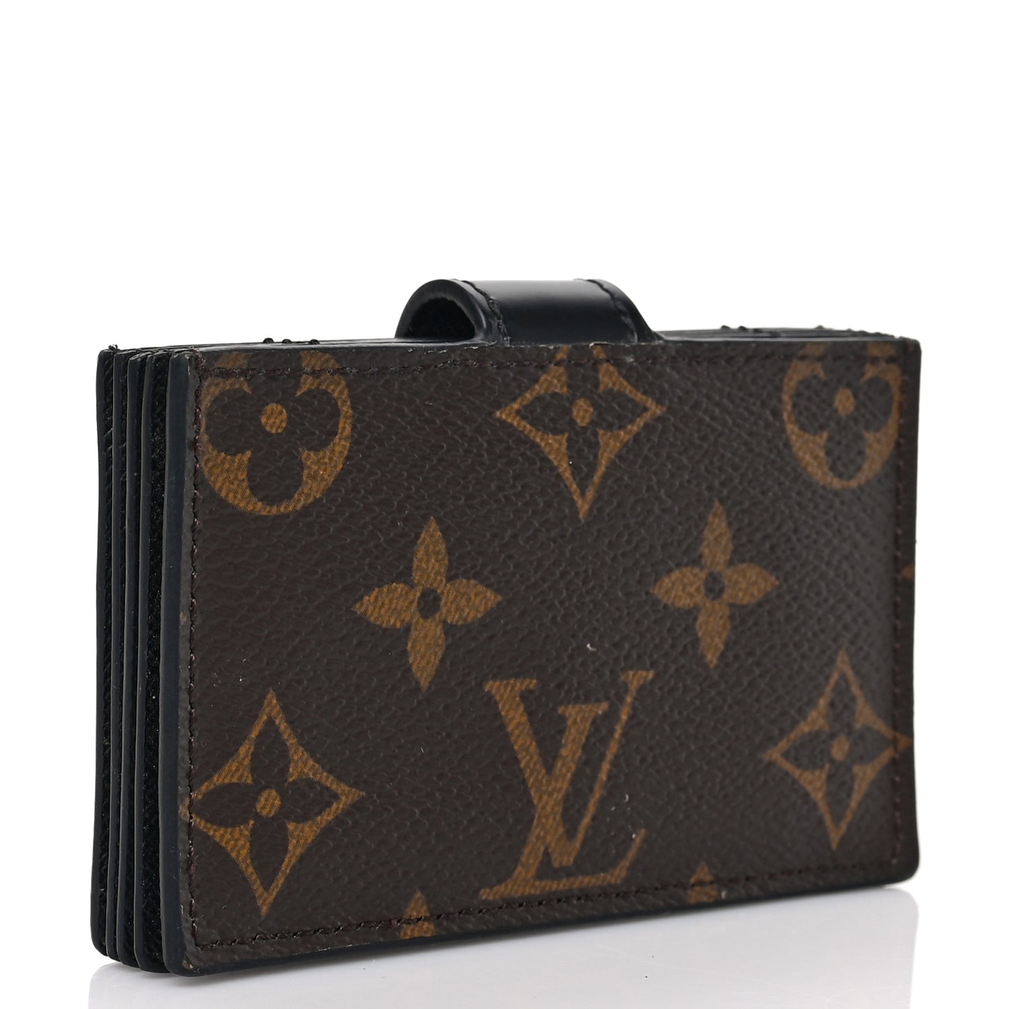 Monogram Gusset Card Holder Black
