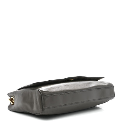 Saint Laurent Smooth Calfskin Suede Medium Reversible Monogram Kate Satchel Grey Khaki 5 of 17