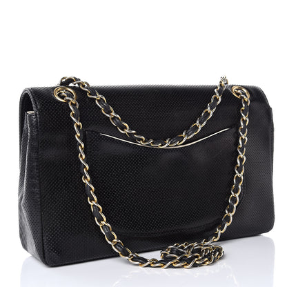 Chanel Lambskin Perforated Medium Single Flap Bag Black White 3 of 9