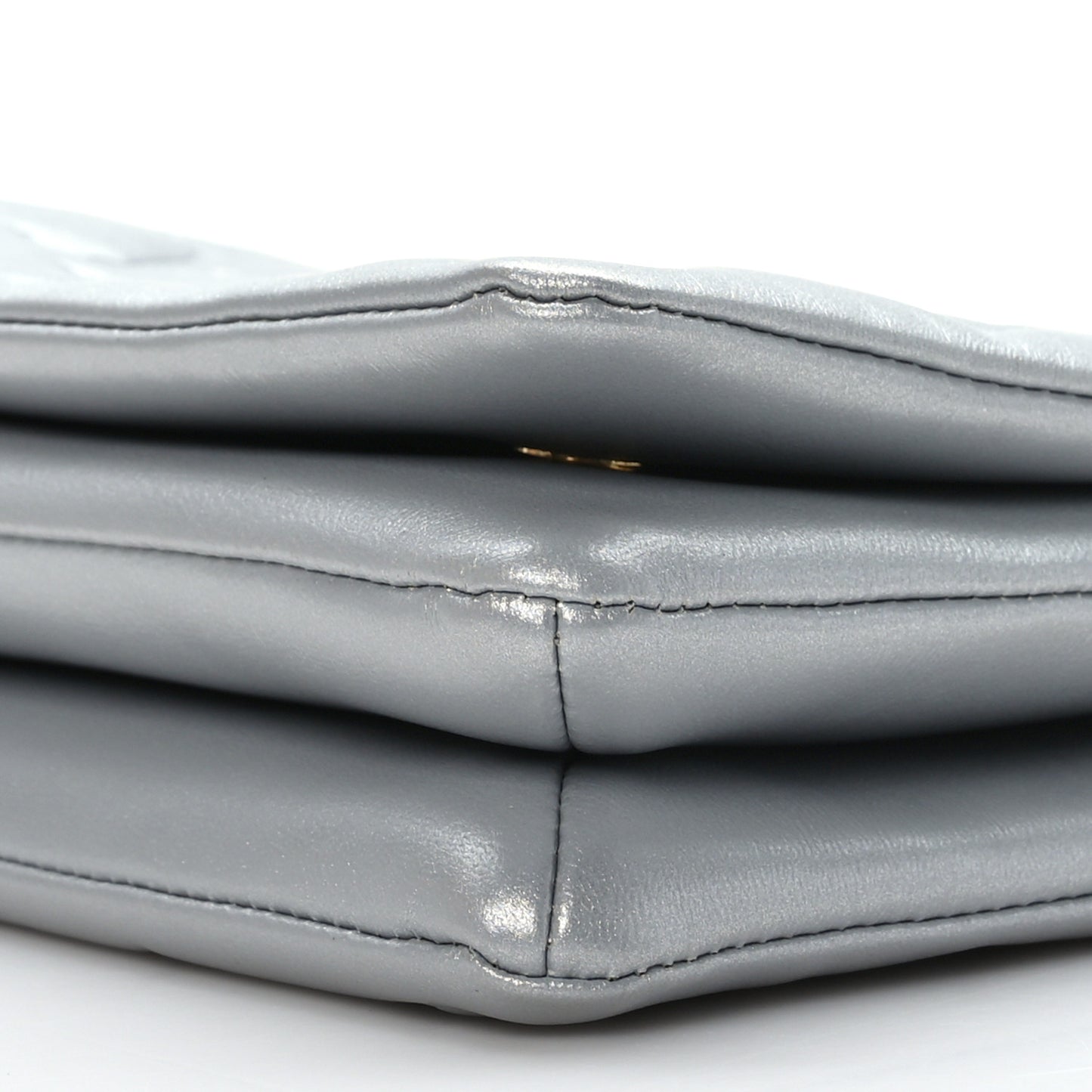 Metallic Lambskin Embossed Monogram Pochette Coussin Silver